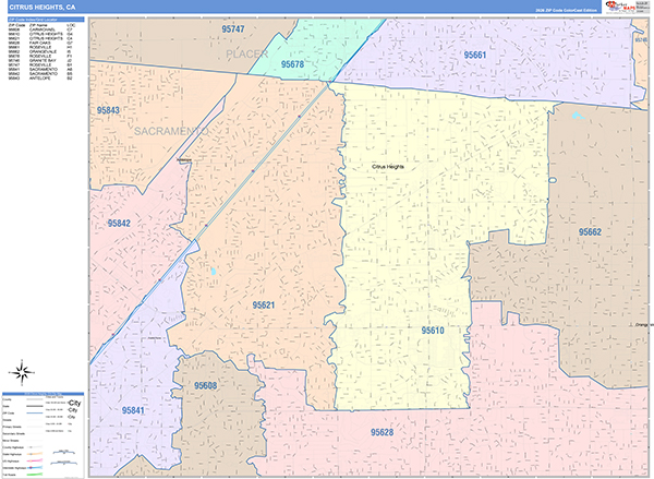 Citrus Heights Wall Map